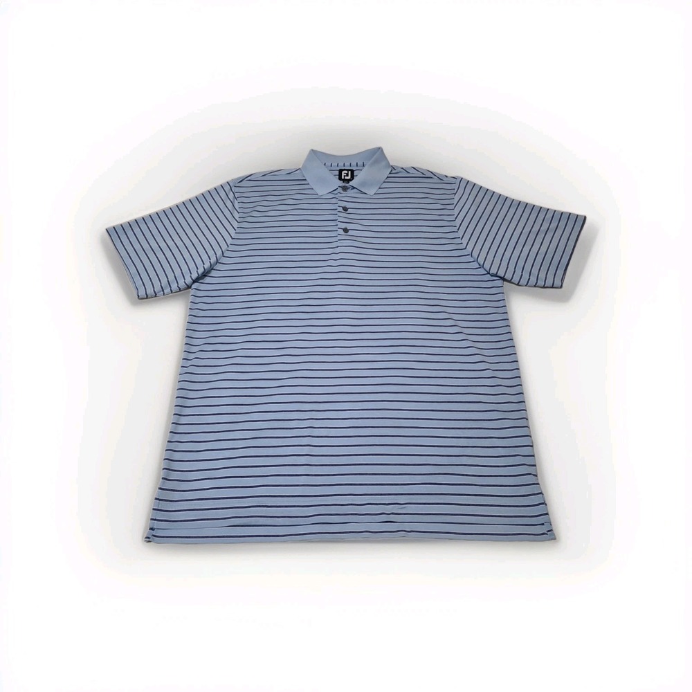 FootJoy‎ FJ Mens XL Pro Dry Lisle Feeder Stripe Reef Blue/White Polo 22159
